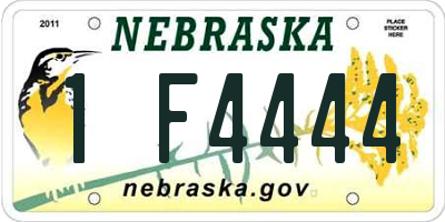 NE license plate 1F4444