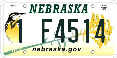 NE license plate 1F4514