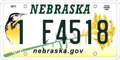 NE license plate 1F4518