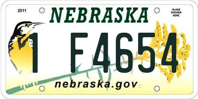NE license plate 1F4654