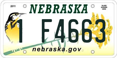 NE license plate 1F4663