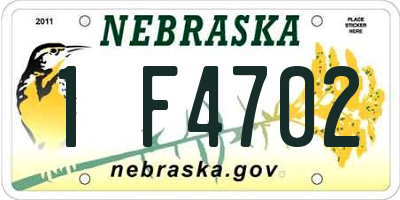 NE license plate 1F4702