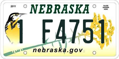 NE license plate 1F4751