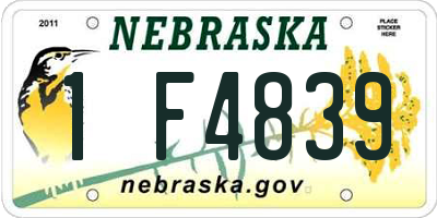 NE license plate 1F4839