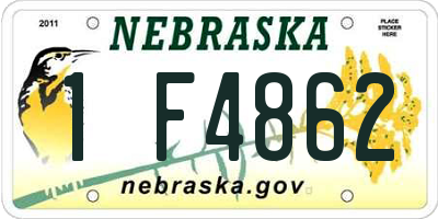 NE license plate 1F4862