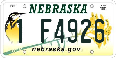 NE license plate 1F4926