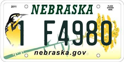 NE license plate 1F4980