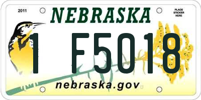 NE license plate 1F5018