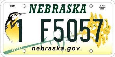 NE license plate 1F5057