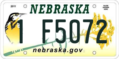 NE license plate 1F5072