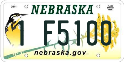 NE license plate 1F5100