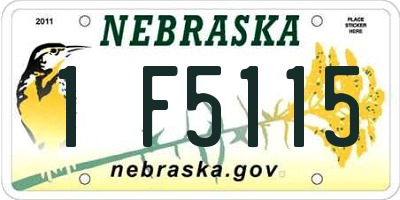 NE license plate 1F5115