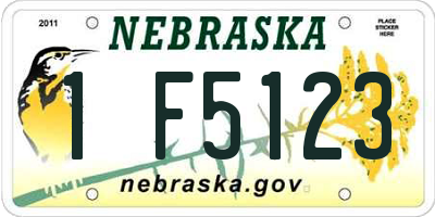 NE license plate 1F5123