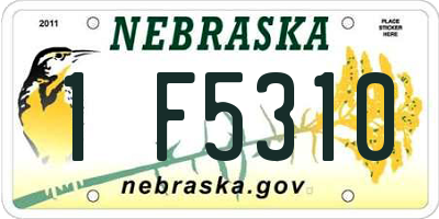 NE license plate 1F5310