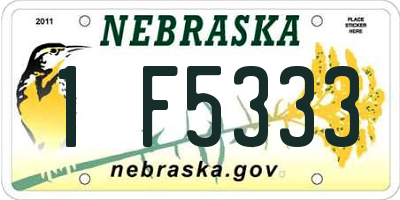 NE license plate 1F5333
