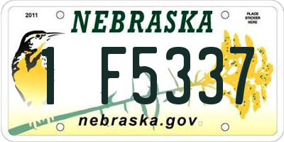 NE license plate 1F5337