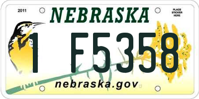 NE license plate 1F5358