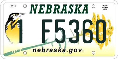 NE license plate 1F5360