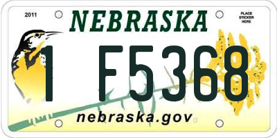 NE license plate 1F5368