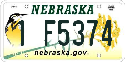 NE license plate 1F5374