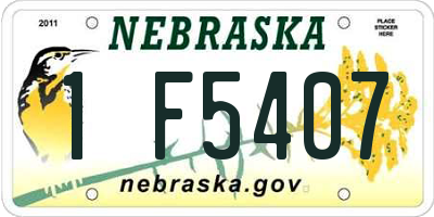 NE license plate 1F5407