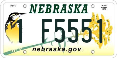 NE license plate 1F5551