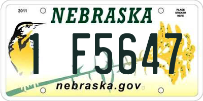 NE license plate 1F5647