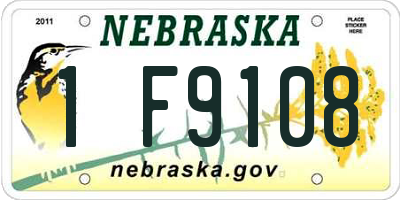 NE license plate 1F9108