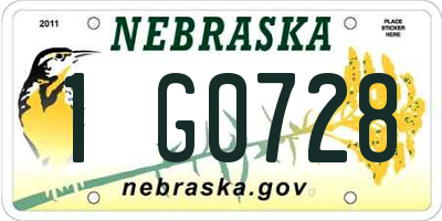 NE license plate 1G0728