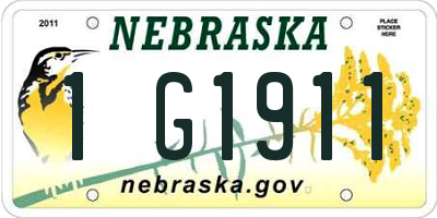 NE license plate 1G1911