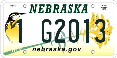 NE license plate 1G2013