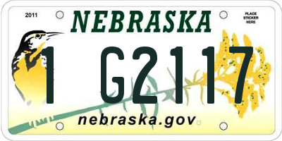 NE license plate 1G2117