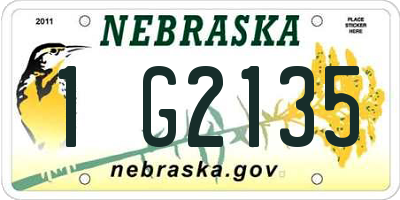 NE license plate 1G2135