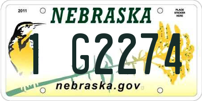 NE license plate 1G2274