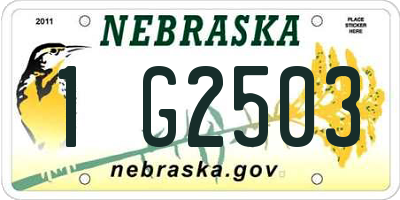 NE license plate 1G2503