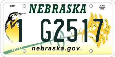 NE license plate 1G2517