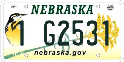 NE license plate 1G2531