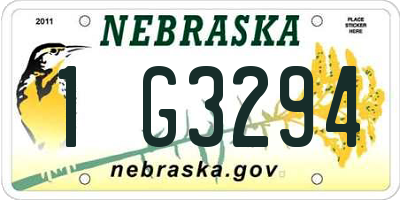 NE license plate 1G3294