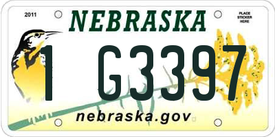 NE license plate 1G3397
