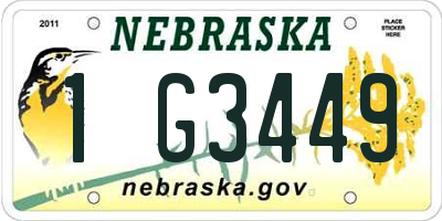 NE license plate 1G3449