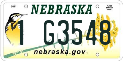 NE license plate 1G3548