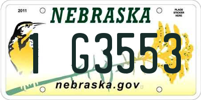 NE license plate 1G3553