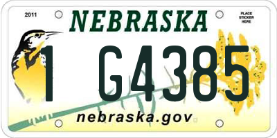NE license plate 1G4385