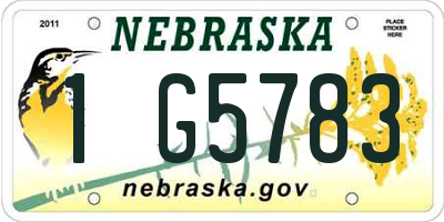 NE license plate 1G5783