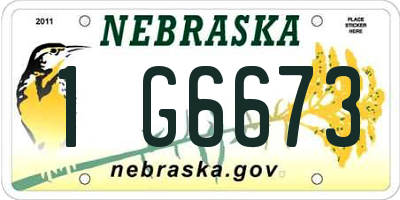 NE license plate 1G6673