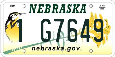 NE license plate 1G7649