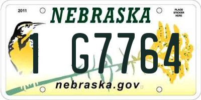 NE license plate 1G7764