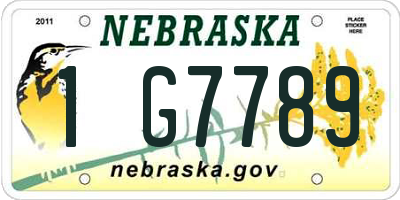 NE license plate 1G7789