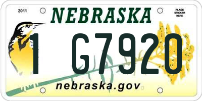 NE license plate 1G7920