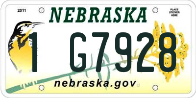 NE license plate 1G7928